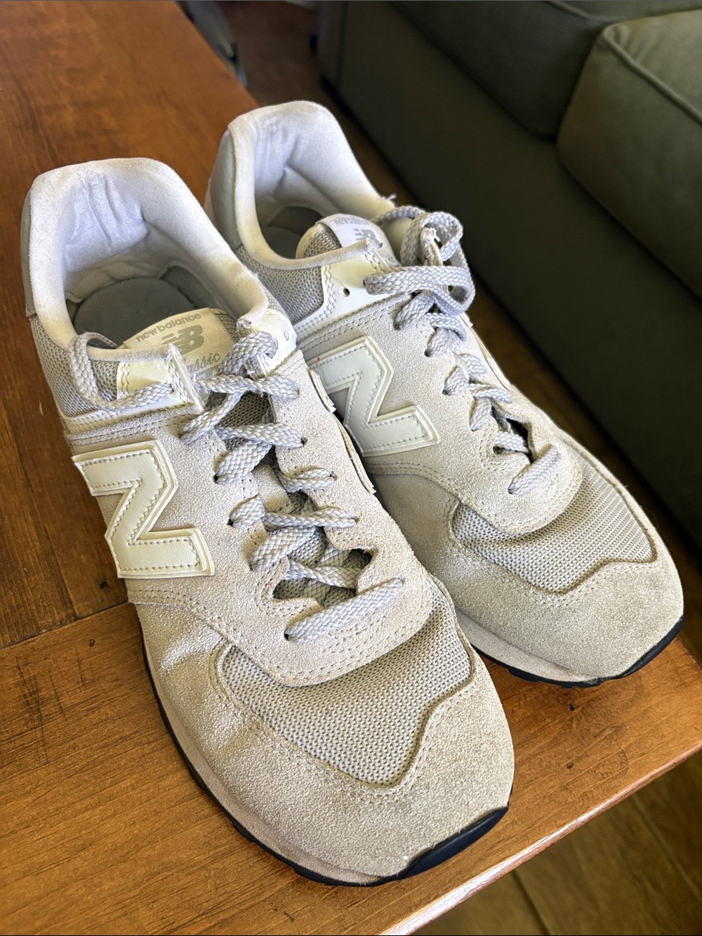 New Balance Light Beige Suede & Mesh Sneakers
